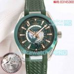 New Omega Watch - Aqua Terra Worldtimer Clone 8500 Watch Green Rubber Strap